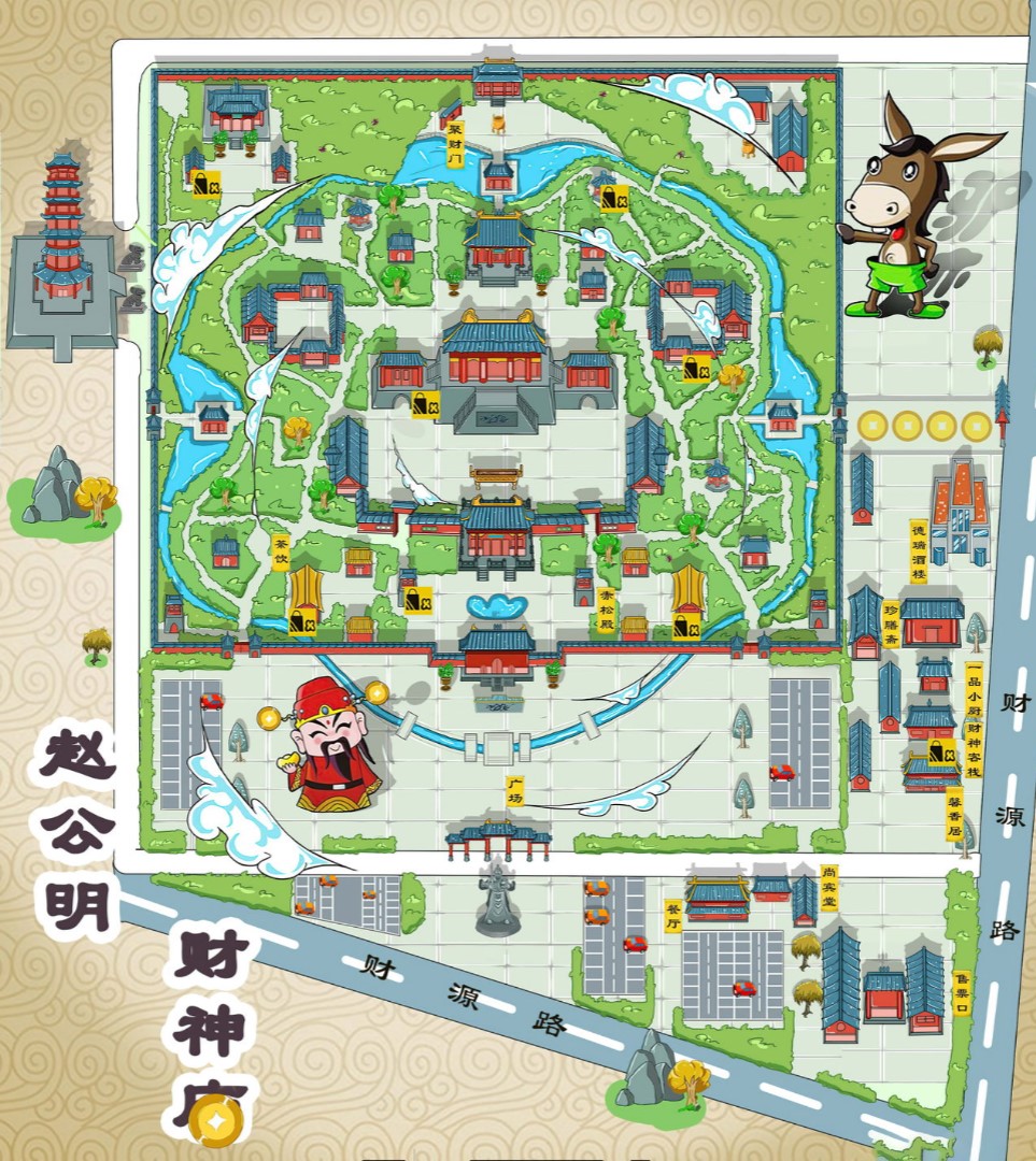 隆广镇寺庙类手绘地图